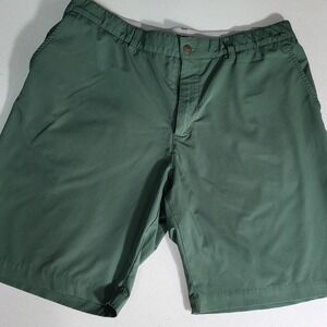 Adidas Green Flat Front Shorts Lightweight Elastic Waist‎